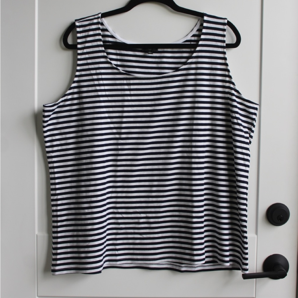Talbots Navy and White striped Tank Top